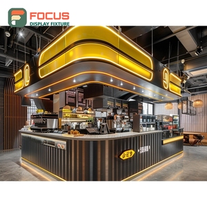 Professional Coffee Service Counter Barista Work Zone Front Register White Oak Cafe Service Counter - Product Image 5