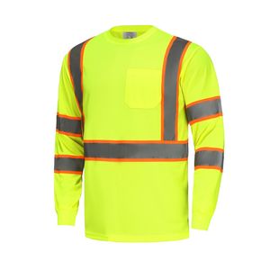 ANSI EN20471 Class 3 Orange <strong>Hi</strong> <strong>Vis</strong> Safety Shirt Big &amp; Tall Long Sleeve Reflective <strong>Workwear</strong> for Construction - Product Image 6