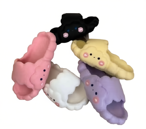 Pantofole in Peluche a Forma di Cartone Animato, Suola Morbida in EVA, Punta Aperta, per Casa, Tutte le Stagioni, Rosa Bianco Viola, Taglie 36-41 - Product Image 1