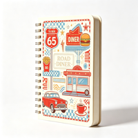 Carnet de notes et journal intime A5, 160 pages, avec logo personnalisé de marque indépendante et design intégral, style American Road Diner, estampage à chaud doré