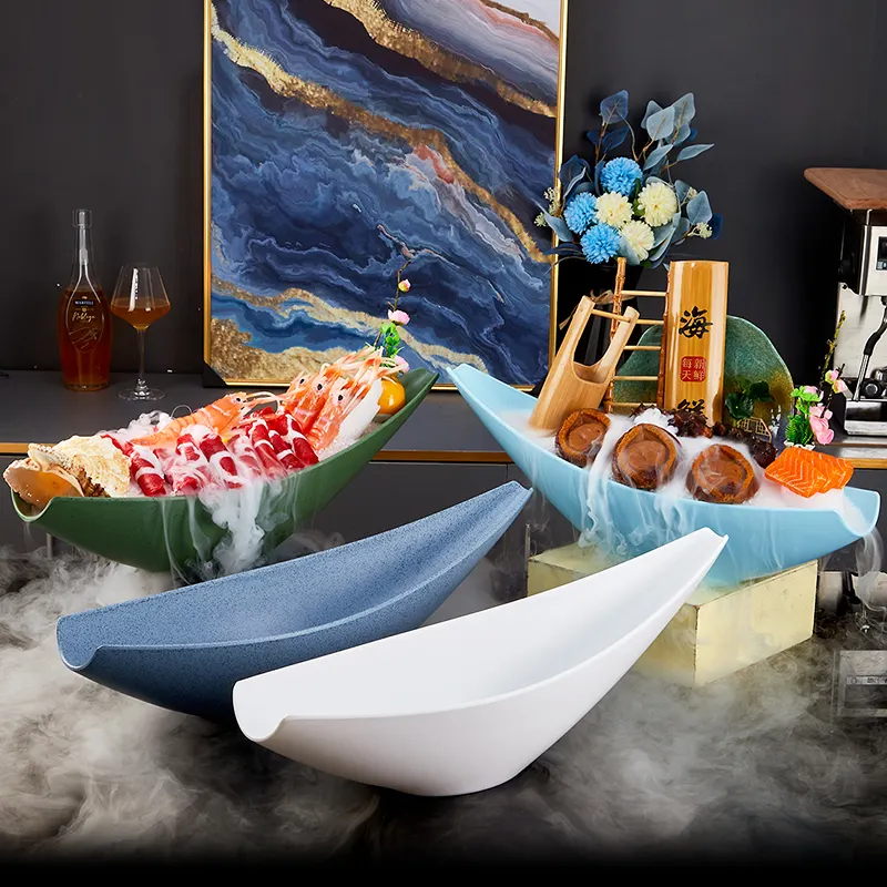 special design sashimi plate dry ice melamine plate for restaurant whole sale Japanese style buffet