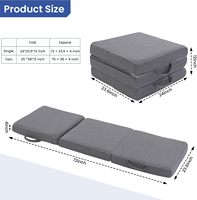 Matelas en mousse à mémoire de forme pliable en trois parties, matelas de sol portable de 4 pouces avec housse lavable, lit de sol pour le camping, les camping-cars, les voyages et les invités