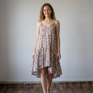 Vestido Midi de Algodón Vintage Lavable y Ecológico Y2K de Nueva Colección para Mujer, Cuello en V, Sin Mangas, Ajustado, con Botones y Estampado Floral Estilo Western - Product Image 1