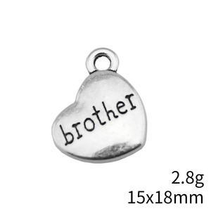 Breloque Cœur avec Inscription « Frère » 15x18mm en Alliage de Zinc Argent Vieilli pour Souvenir d'<span class=keywords><strong>Anniversaire</strong></span> d'Frère ou Sœur - Product Image 4