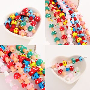 Perles de verre colorées en forme de champignons de Nantong, perles en vrac pour la fabrication de bracelets, accessoires de bijoux DIY - Product Image 3
