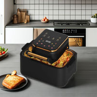 Friteuse à air électrique multifonctionnelle intelligente avec écran tactile LCD numérique, en plastique carré, 13 L, revêtement antiadhésif en PTFE, pour la maison