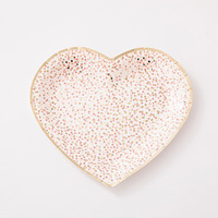 Assiette en papier en forme de cœur Padi avec bord doré 8,5 pouces jetable pour fête Saint-Valentin