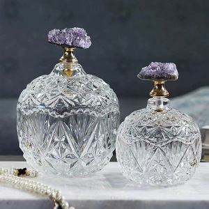 جرة حلوى كريستالية فاخرة حديثة مع غطاء مزهرية ديكور منزلي على الطراز الفرنسي هدية الزفاف - Product Image 1
