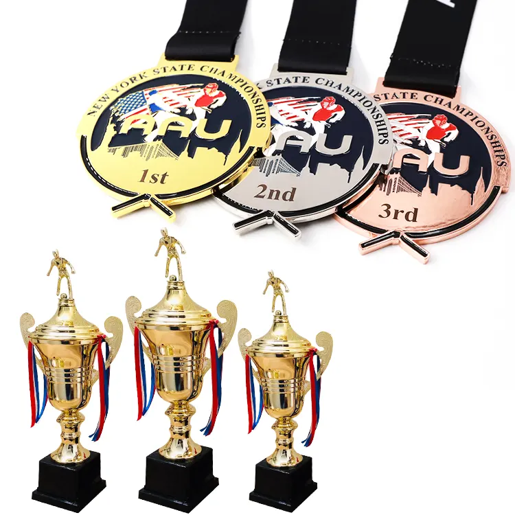 新しいゴールドフィールドホッケーサッカーメダル賞カスタムトロフィーとメダルスポーツ音楽バレエダンス中国インドメダルとトロフィー