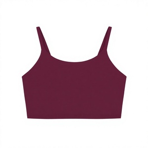 Solid Color Spaghetti Strap Breathable <b>Knitted</b> Short Crop <b>Tank</b> <b>Top</b> <b>Women</b> Slim Fit Stretch Casual Yoga Front Logo ODM - Product Image 3