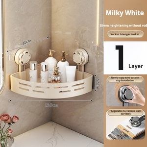 Bathroom Suction <strong>Shower</strong> Corner Shelf with Cross Bar for Toilet Shampoo <strong>Kitchen</strong> ABS Suction <strong>Shower</strong> Shelf Grey - Product Image 3