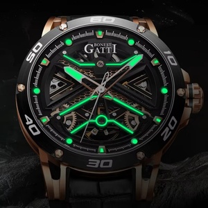 Men's <b>Watch</b> 45mm Globe Pattern Round Dial <b>Automatic</b> Mechanical Movement <b>Skeleton</b> Business Sports Wristwatch BG4601 - Product Image 4