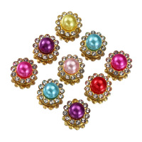 Supports de fleurs en perles multicolores, strass cabochon, broche DIY, épingle à cheveux, accessoires de décoration pour nœuds