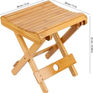 Folding Wooden Bath <b>Stool</b> Solid Wood Rectangular Foldable <b>For</b> <b>Bathroom</b> Use - Product Image 2