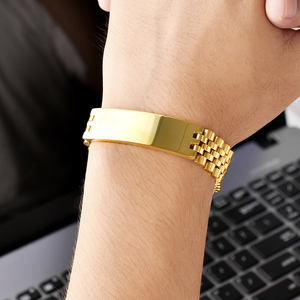 F459 <span class=keywords><strong>bracciale</strong></span> con Logo inciso da uomo personalizzato in acciaio inossidabile nero <span class=keywords><strong>argento</strong></span> placcato oro gioielli da uomo bracciali con barra vuota - Product Image 5