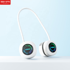CE FCC Vente en gros Ventilateur de cou portable Rechargeable Mini suspendu 1800mAh Durable ABS RGB USB <span class=keywords><strong>C</strong></span> <span class=keywords><strong>Type</strong></span> <span class=keywords><strong>C</strong></span> Polonais sans lame - Product Image 1