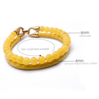 Bracelet ajustable unisexe GOLDIX en acier inoxydable avec breloques, perles de pierres précieuses mélangées, cuir exotique véritable, style chrétien, empilable