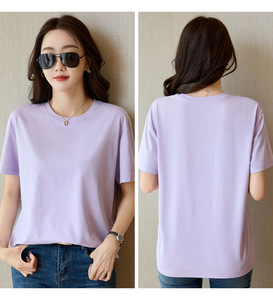 Camiseta de Mujer 74% Algodón 26% Poliéster, Corte Regular, Camisetas Básicas de Verano de Manga Corta, Camisetas con Logotipo Personalizado por Serigrafía - Product Image 6