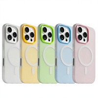 Étui de téléphone portable en silicone magnétique uni avec finition mate et design anti-chute pour 15/14/17 Pro