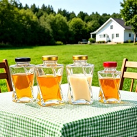 Bocaux en verre torsadés uniques de 350 ml (12 oz) vides pour miel avec couvercle métallique