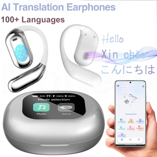 Q16 Pro AI Sports Earphones Digital Display for 5.4 Permanent Free Translation Feature OWS Soft Ear-Hanging ENC Call Noise