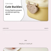 Boîte à lunch pour enfants en acier inoxydable anti-fuite avec couvercle en plastique et motif de fromage mignon, boîte bento hermétique pour un usage quotidien et les voyages