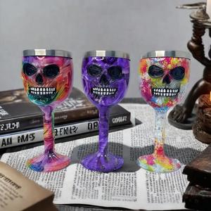 Verre à vin sculpté style graffiti, rétro, personnalisé, en résine époxy, coupe tête de fantôme, créatif, pour bar et usage domestique, art populaire d'Halloween - Product Image 4