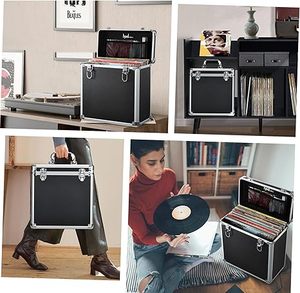 Boîte de rangement pour disques vinyles, boîte de présentation pour collection d'albums LP, organisateur de disques vinyles, capacité de rangement pour plus de 30 disques précieux, pliable - Product Image 4