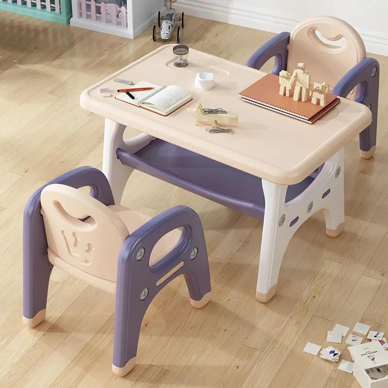 Mesa de alimentación de plástico para niños, mueble nórdico bajo de comedor y silla, juego de guardería, mesa de estudio con silla