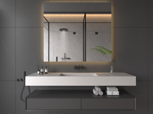 Miroir mural rectangulaire moderne de qualité supérieure, sur mesure, avec cadre, miroir LED <span class=keywords><strong>LUCIEN</strong></span>, directement de l'usine - Product Image 1