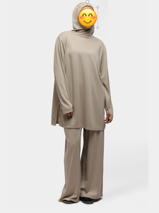 Hijab intégré Top à capuche <span class=keywords><strong>Sport</strong></span> Wear Soft Modesty Navy Pink Rose Taupe Black Quick Dry Newest Muslim Gym Thumb Hole - Product Image 1