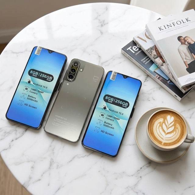 Big Screen 2026 A17 Octa Core 50MP 8GB RAM 256GB ROM Android Smartphone HD OLED 120Hz 5G LTE English Unlocked WiFi Global