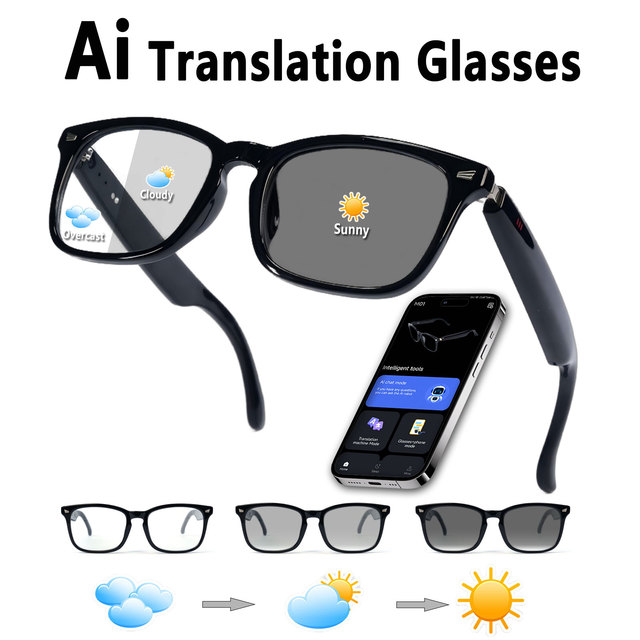 Multifunctional Smart Glasses Real-time Translation HD Call & Music Playback Magnetic Charging Touch & App Control