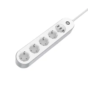 XZJ Desig usb power strip 4 outlet European standard electrical multiple with 3 USB desktop office vertical tower socket plug