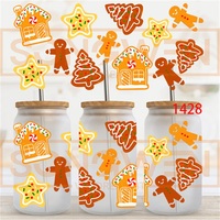 Noël UV DTF tasse enveloppes pour verre 16oz dessin animé princesse Design tasse décalcomanies transferts autocollants étanches pour dégringolades