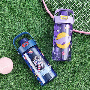 BEDG Botella de Agua Deportiva sin BPA de 600ml, Recipiente de Plástico con Boquilla de Succión de Silicona con Impresión de Dibujos Animados para Niños, Novedad - Product Image 4