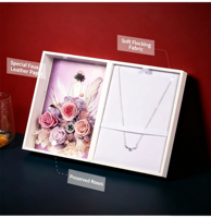 Boîte à bijoux en fleurs préservées au prix d'usine, boîtes Roja, cadeau de mariage, cadeaux pour femmes, Saint-Valentin, Nouvel An, Noël