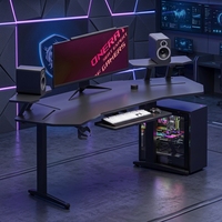Meja Gaming Bentuk L Modern Warna Hitam untuk Gamer dan Kantor, Contoh Gratis dari Pabrik Esport PC Gaming Tables