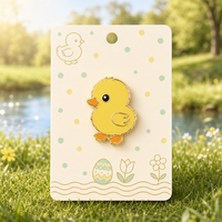 Broche émaillée souple 2D Canard de Pâques Jaune, Bijoux de printemps sur le thème du bassin, Badges métalliques en gros, Pins émaillés personnalisés