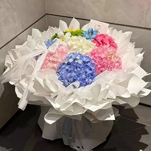 <span class=keywords><strong>Grand</strong></span> bouquet d'hortensias artificiels en soie bleu, <span class=keywords><strong>blanc</strong></span> et vert, style sucette, 90 pièces, pour décoration <span class=keywords><strong>de</strong></span> maison, mariage, allées et murs - Product Image 6