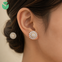 Boucles d'oreilles clous personnalisées en or 14K 18K avec diamant de laboratoire taille brillant rond D VVS, halo tournesol, certifiées IGI pour femme