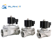 Marca Alahot 2/2 vías 1/2 pulgadas aire agua 24V válvula solenoide de acero inoxidable 2 W serie temperatura Normal 1 año de garantía OEM