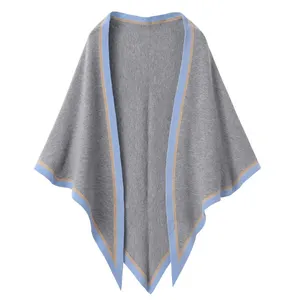 Вязаная жаккардовая треугольная шаль, женский шарф, шерстяное кашемировое пончо, Женский Осенний кашемировый свитер от производителя