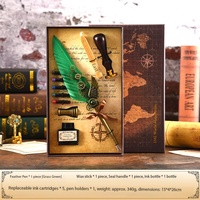 Ensemble de stylos plume et sceau de cire personnalisé avec logo, thème carte rétro, en coffret cadeau, base en laiton texturé, multi-usages, vente en gros
