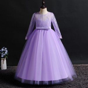Robe de demoiselle d'honneur pour filles, longue manche, dentelle, princesse, pour mariage ou fête, 2021 - Product Image 6
