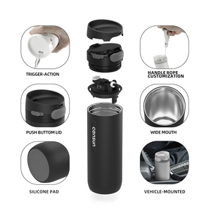 Trigger <span class=keywords><strong>Action</strong></span> Logo personnalisé 600ml Tasse de bouteille de voyage en acier inoxydable à double paroi étanche - Product Image 2