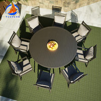 Table à manger d'extérieur carrée haut de gamme Ensembles de patio en fer résistant aux intempéries Table de patio en fer forgé