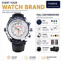 Montre à quartz personnalisée avec logo, boîtier en alliage, cadran multiple, style aviation, bracelet en cuir, design personnalisé, montres pour hommes de marque