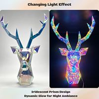 Décoration Murale Tête de Cerf Arc-en-ciel, Lumière USB RVB Iridescente en PET, Sculpture Moderne de Noël avec Bois de Cerf, Décoration pour Maison, Hôtel, Cadeau, Présentoir