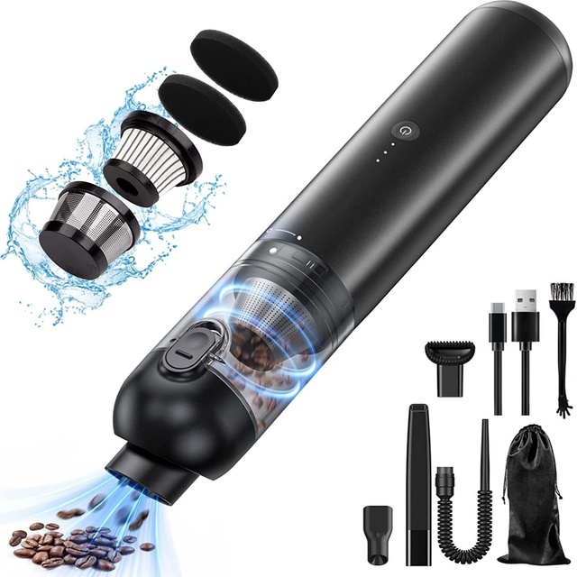 Car Vacuum Cordless Rechargeable, 16Kpa Powerful Wireless Handheld Vacuum, Portable Mini Hand Vacuum Cleaner
